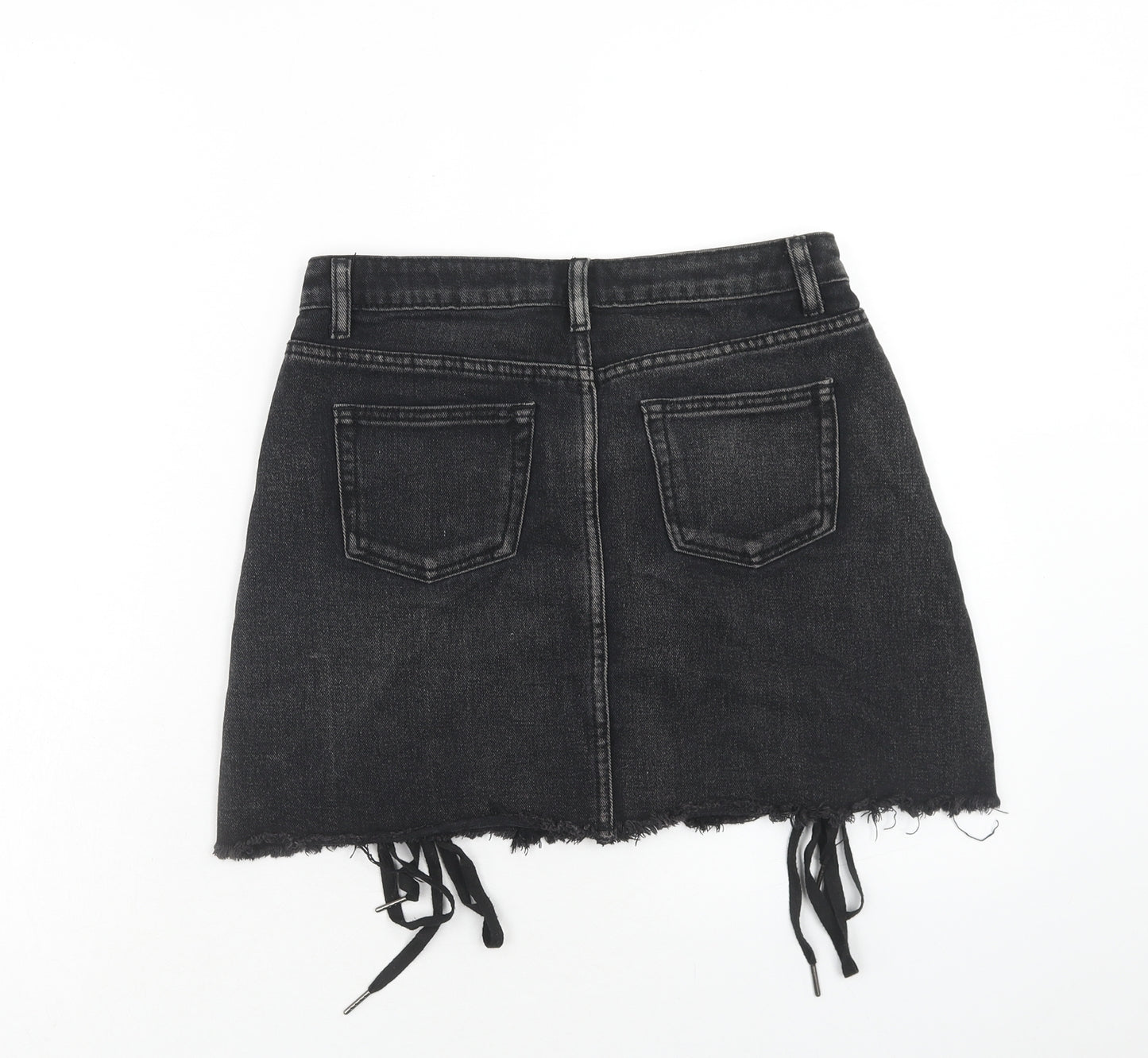 Boohoo Womens Black Cotton Mini Skirt Size 10 Zip