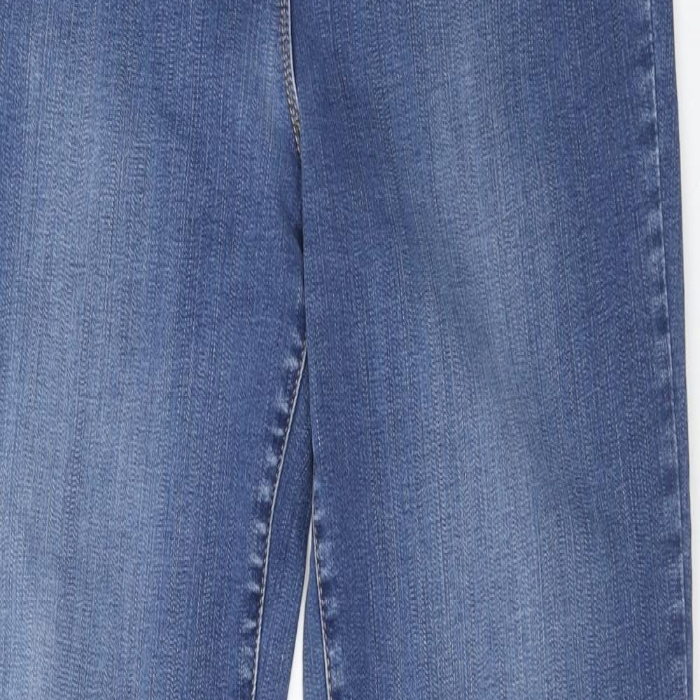 Marks and Spencer Womens Blue Cotton Straight Jeans Size 16 Regular Zip