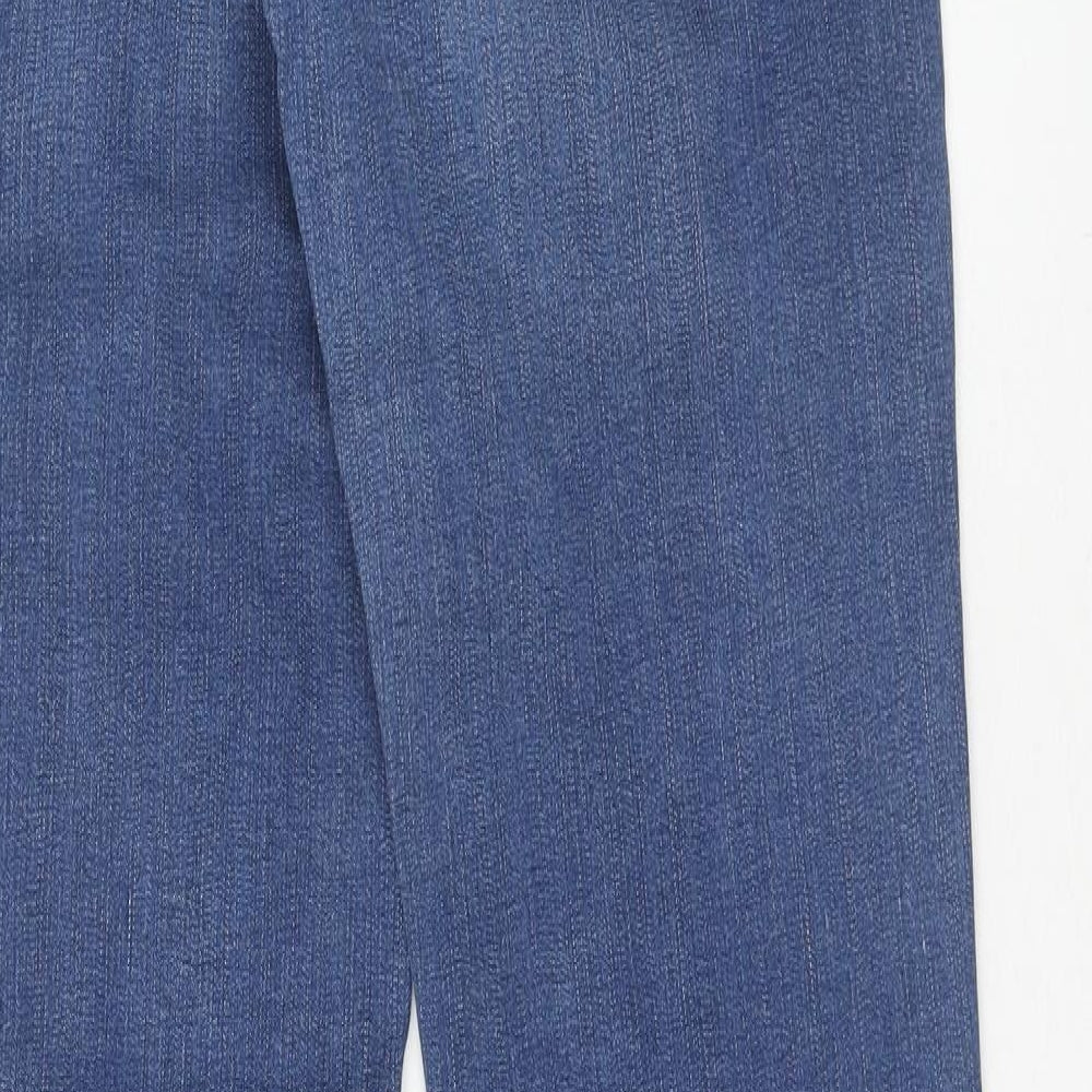 Marks and Spencer Womens Blue Cotton Straight Jeans Size 16 Regular Zip