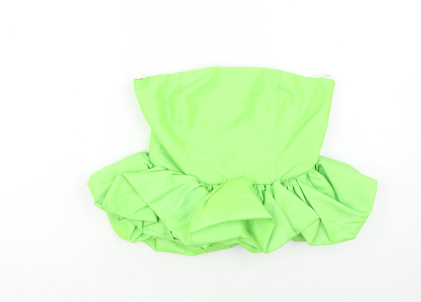 Zara Womens Green Polyester Basic Blouse Size S Off the Shoulder - Faux Leather
