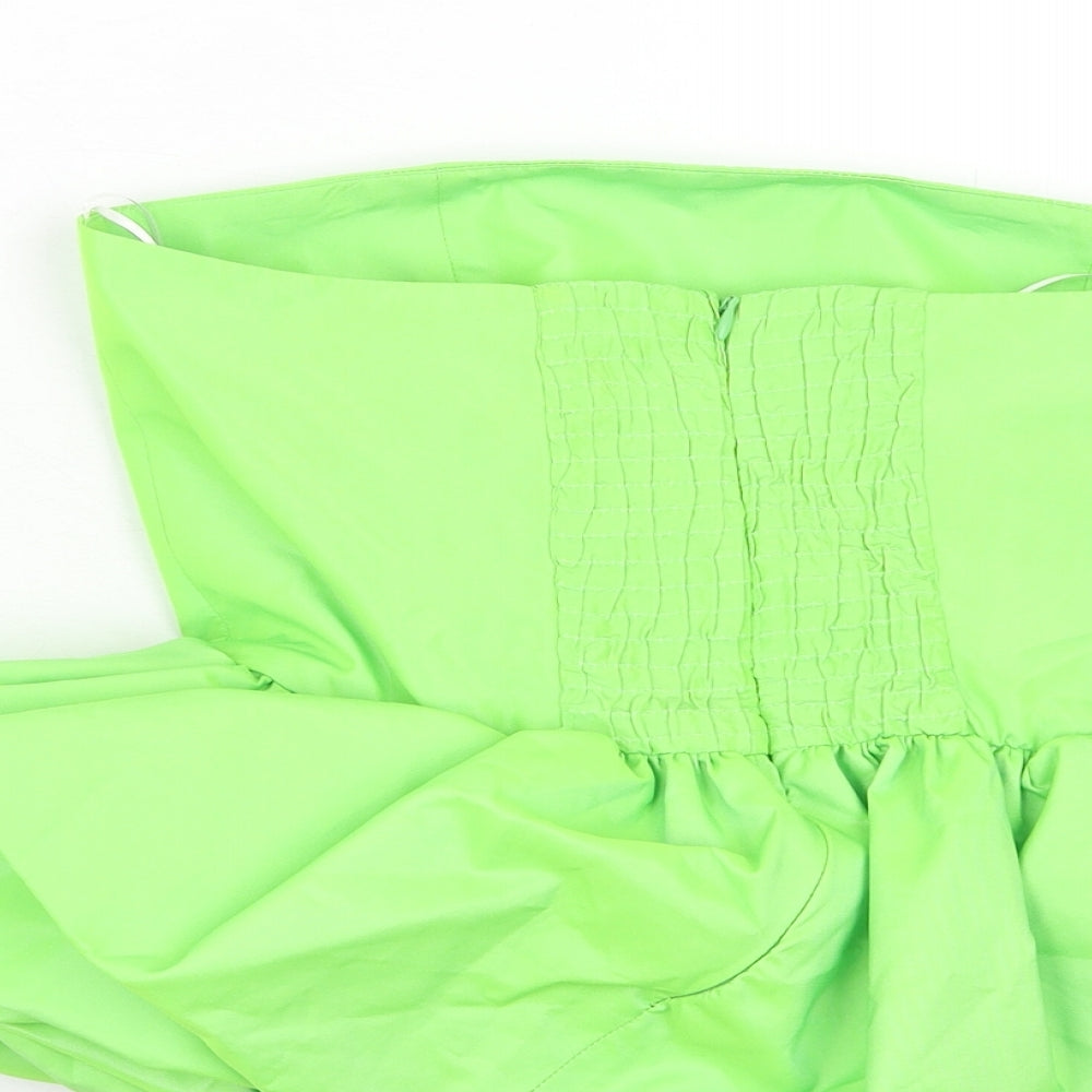 Zara Womens Green Polyester Basic Blouse Size S Off the Shoulder - Faux Leather