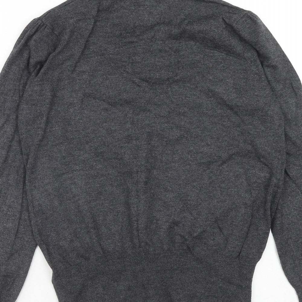 Marks and Spencer Womens Grey Scoop Neck Viscose Cardigan Jumper Size 12