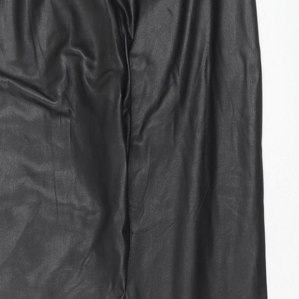 Topshop Womens Black Polyurethane Trousers Size 10 Regular Zip - Faux Leather