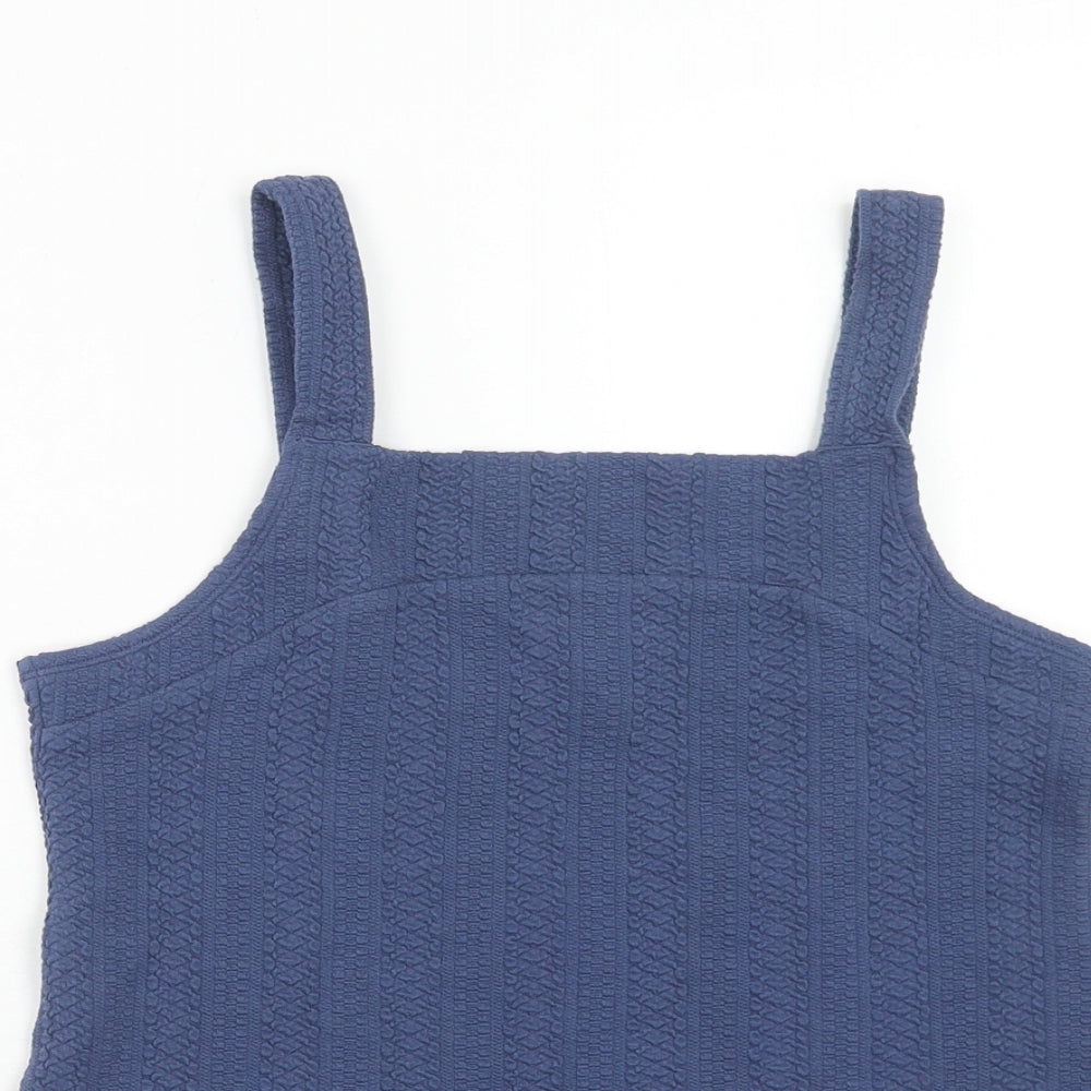 Bella Di Notte Womens Blue Cotton Basic Tank Size 14 Square Neck