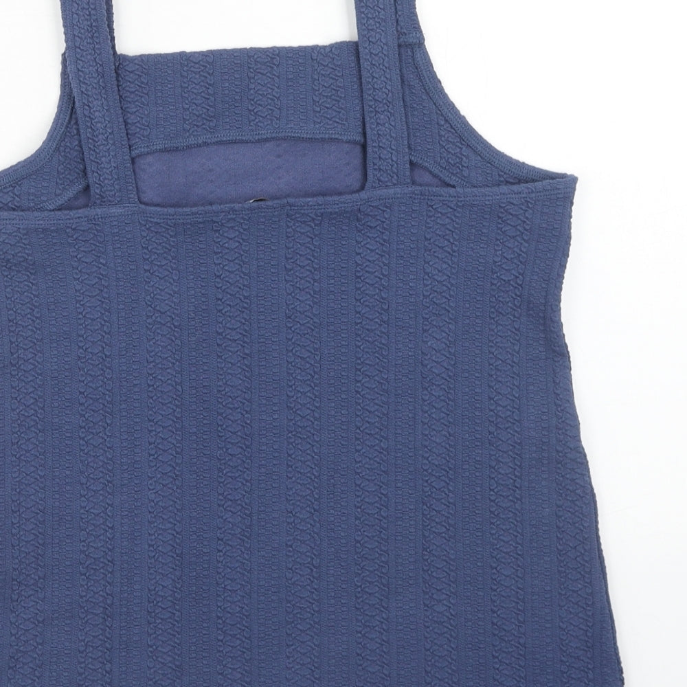 Bella Di Notte Womens Blue Cotton Basic Tank Size 14 Square Neck