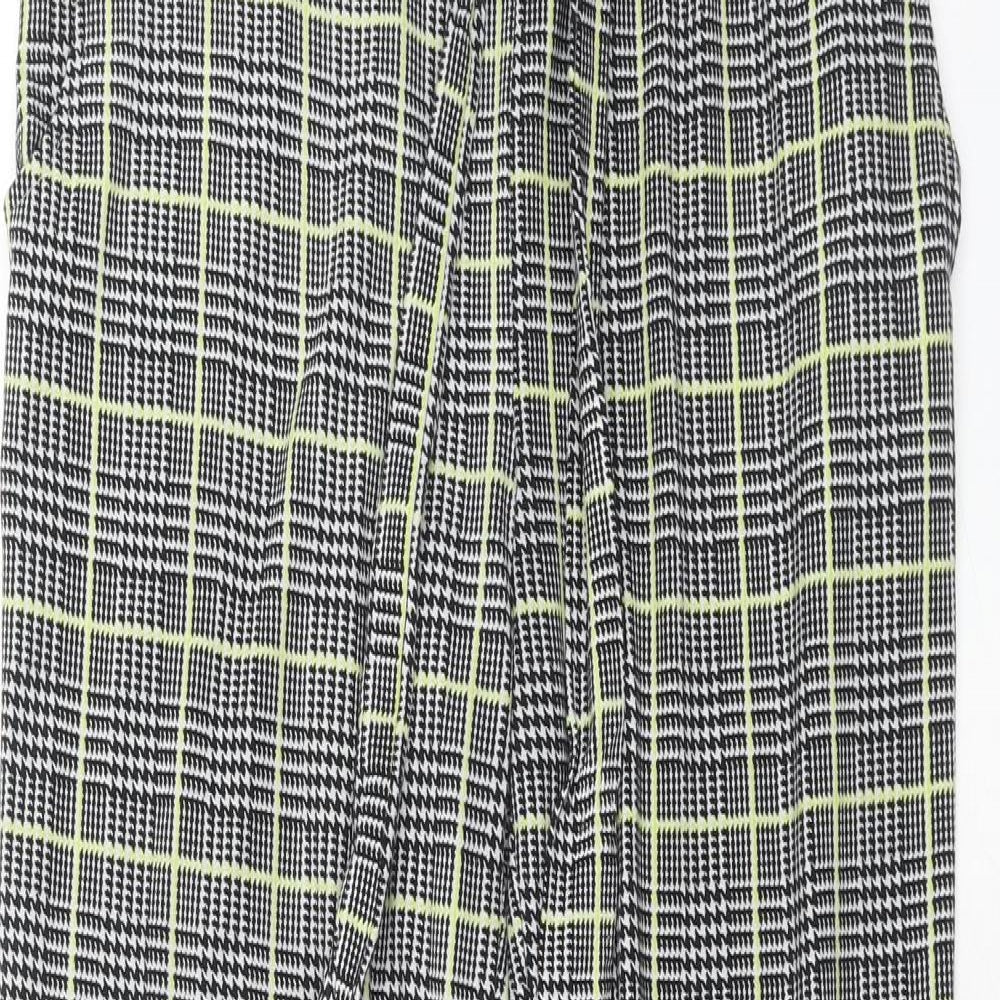 QED London Womens Grey Plaid Viscose Trousers Size M Regular Tie