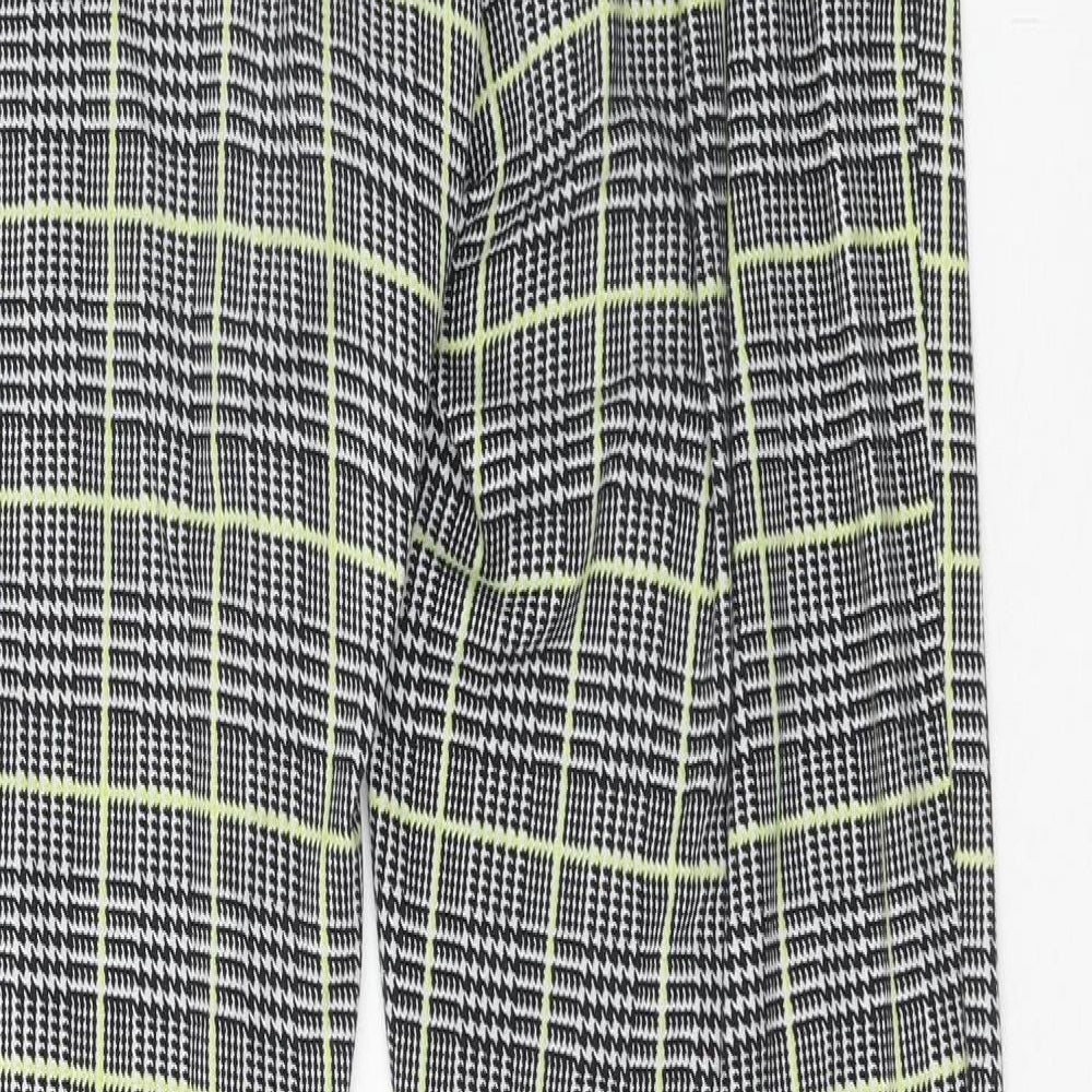 QED London Womens Grey Plaid Viscose Trousers Size M Regular Tie