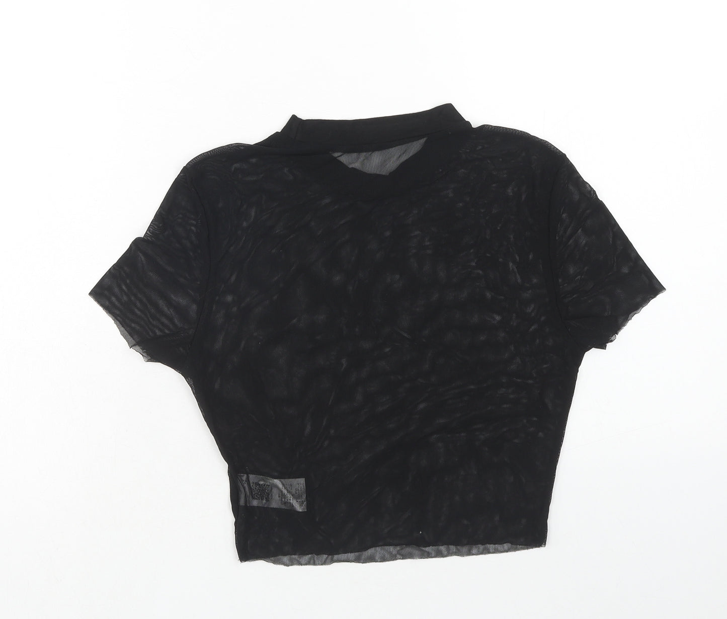 SheIn Womens Black Polyamide Basic Blouse Size M Round Neck