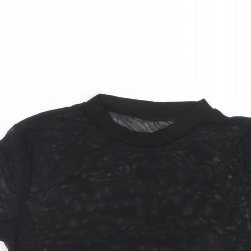 SheIn Womens Black Polyamide Basic Blouse Size M Round Neck