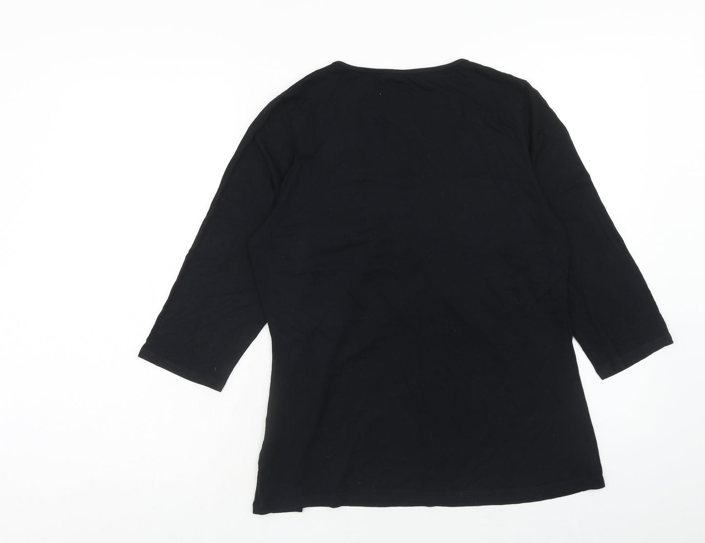 Marks and Spencer Womens Black Viscose Basic T-Shirt Size 14 Scoop Neck