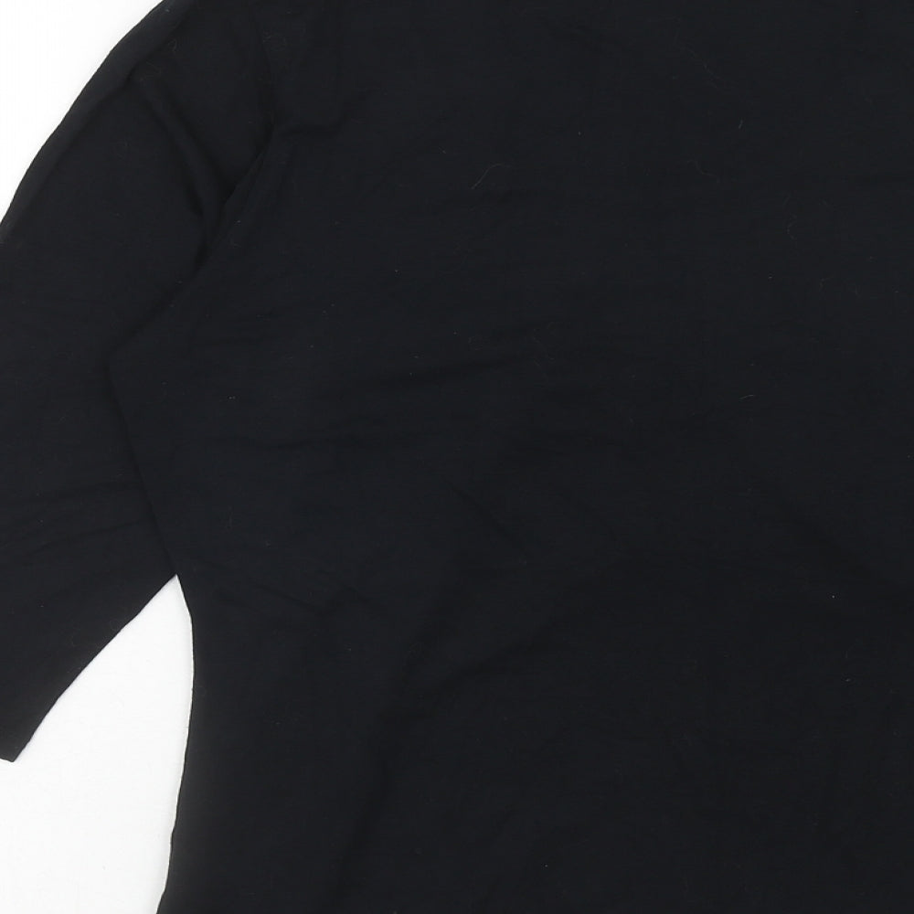 Marks and Spencer Womens Black Viscose Basic T-Shirt Size 14 Scoop Neck
