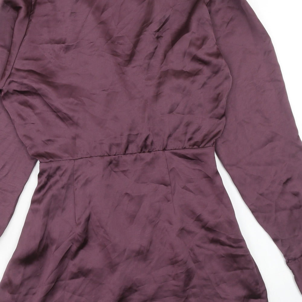 Zara Womens Purple Viscose Fit & Flare Size XS Collared Zip