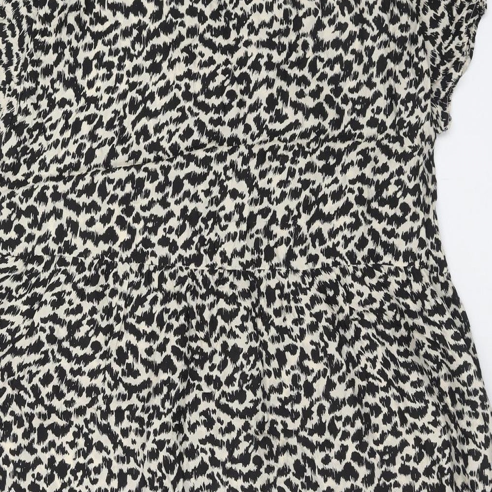 Arket Womens Brown Animal Print Cupro Trapeze & Swing Size 12 V-Neck Tie - Leopard Pattern