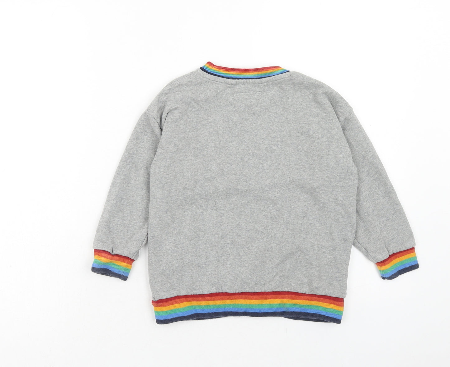 NEXT Boys Grey Cotton Pullover Sweatshirt Size 5-6 Years Pullover - Rainbow Strip Trim