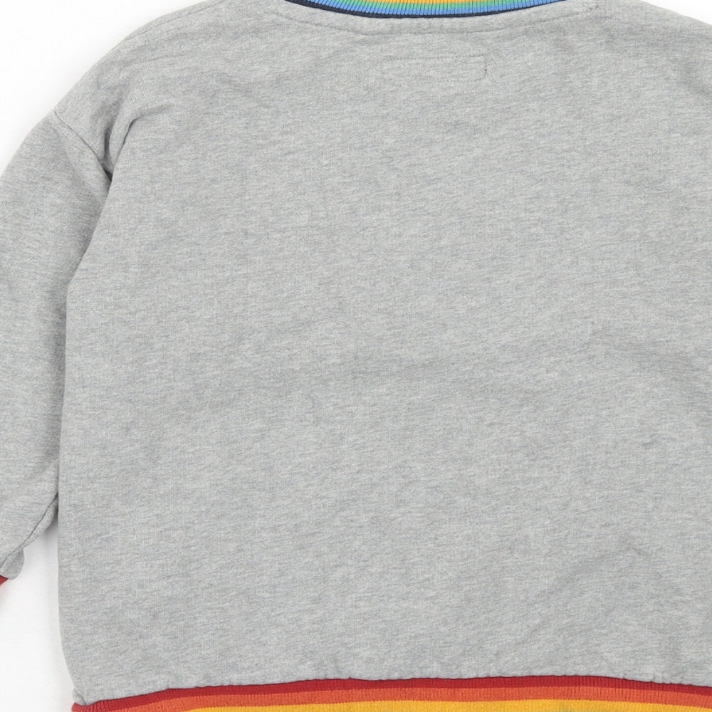 NEXT Boys Grey Cotton Pullover Sweatshirt Size 5-6 Years Pullover - Rainbow Strip Trim