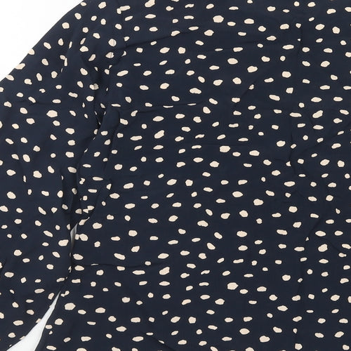 Kirei Womens Blue Geometric Viscose Basic Blouse Size XS Round Neck