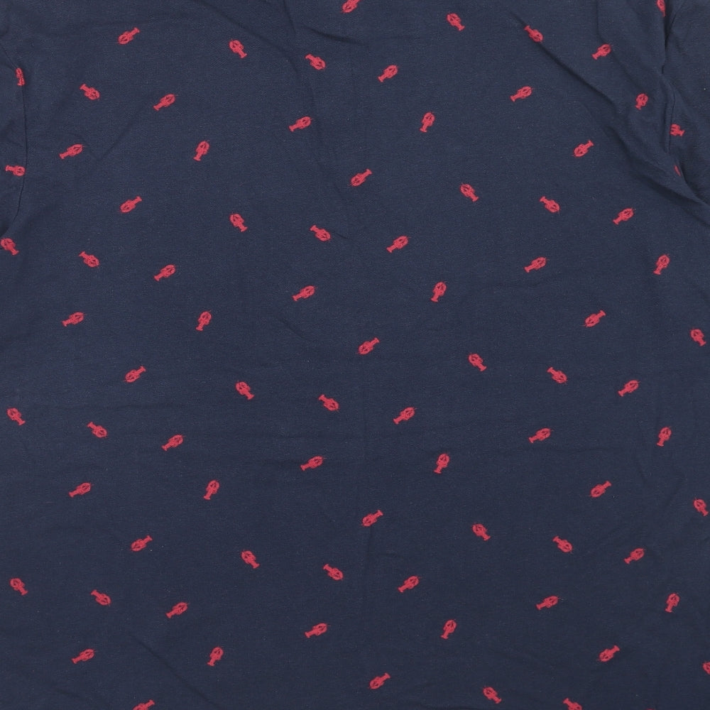 TU Mens Blue Geometric Cotton Polo Size XL Collared Button - Lobster