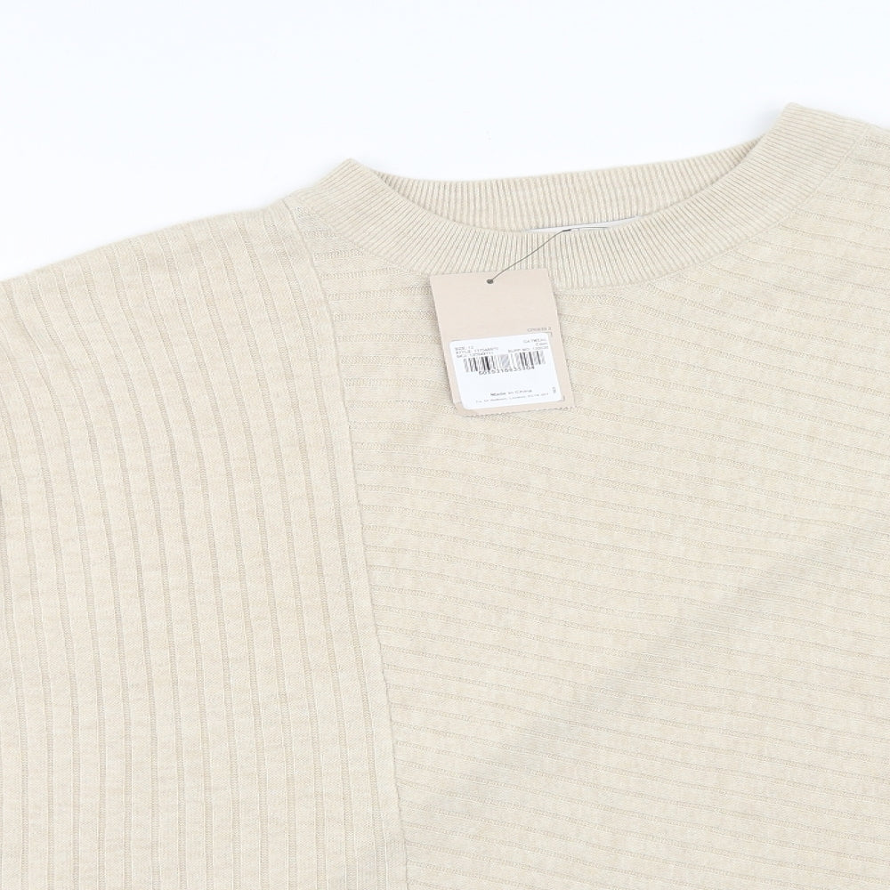 TU Womens Beige Round Neck Polyester Pullover Jumper Size 12 - Asymmetric