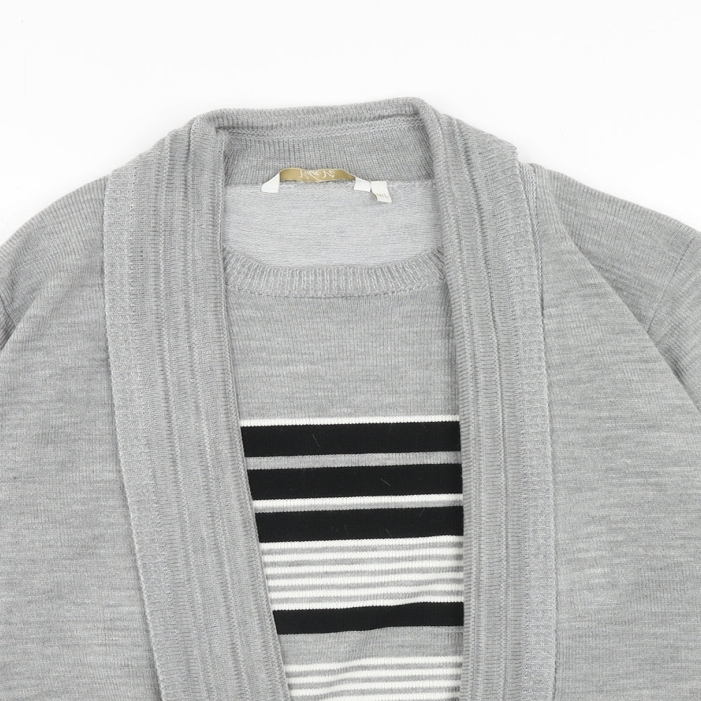 VIDA VI Womens Grey Scoop Neck Striped Acrylic Pullover Jumper Size M - Twin Set