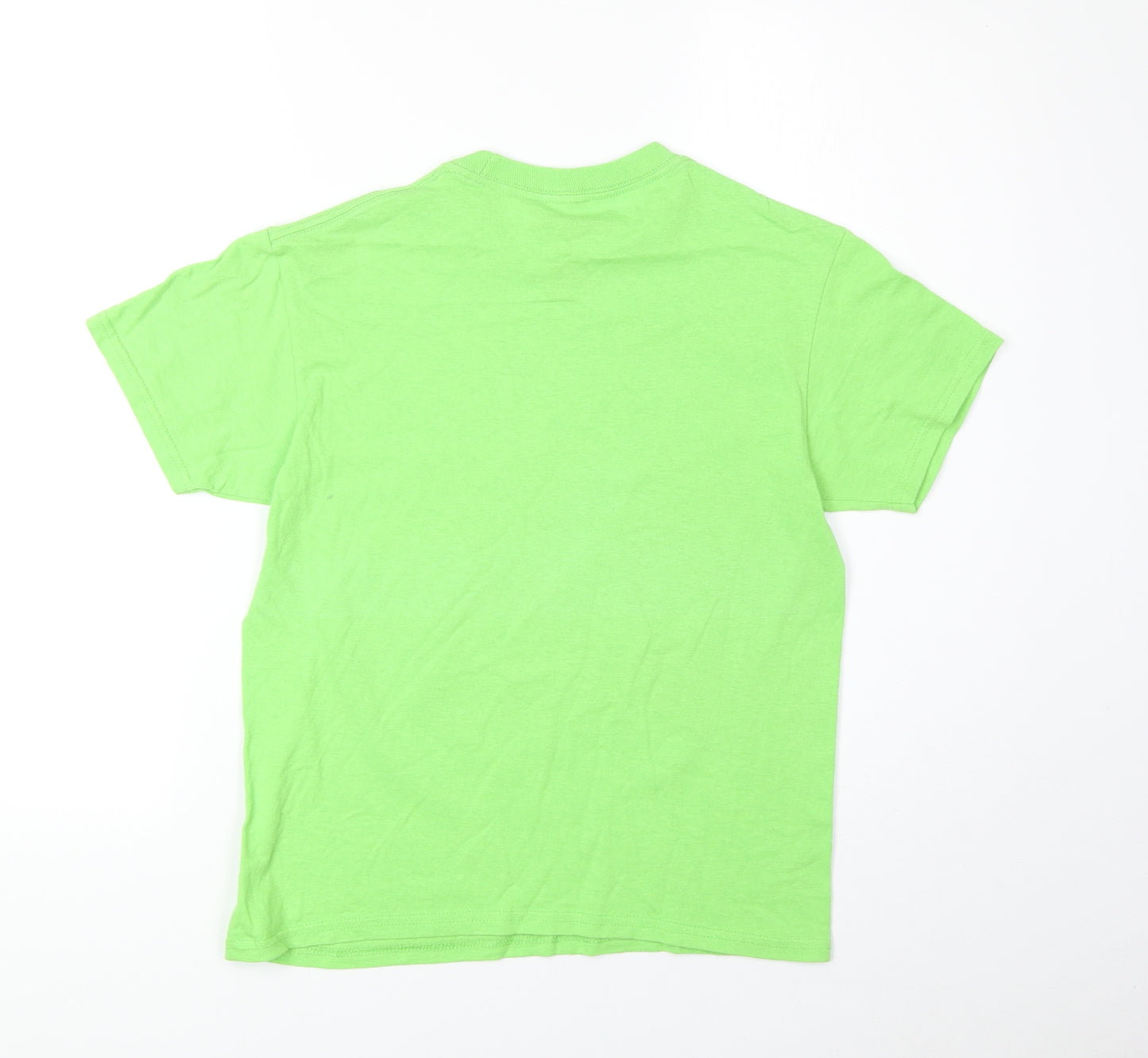 Peanuts Boys Green 100% Cotton Basic T-Shirt Size S Round Neck Pullover - Snoopy