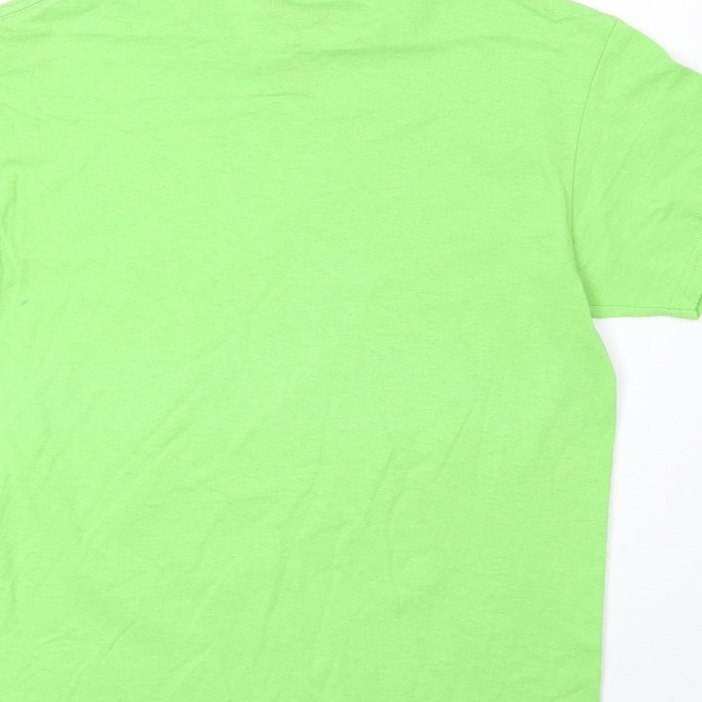 Peanuts Boys Green 100% Cotton Basic T-Shirt Size S Round Neck Pullover - Snoopy