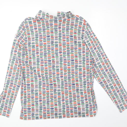 EWM Womens Multicoloured Geometric Polyester Basic Polo Size L Collared