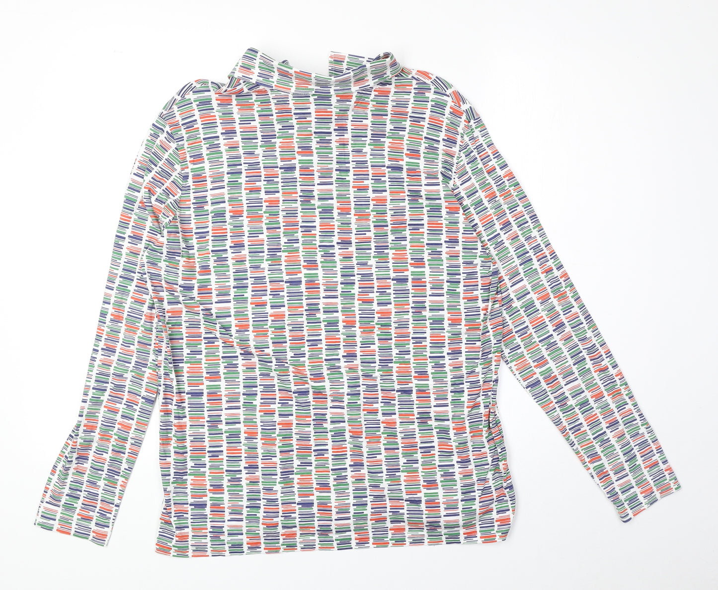 EWM Womens Multicoloured Geometric Polyester Basic Polo Size L Collared