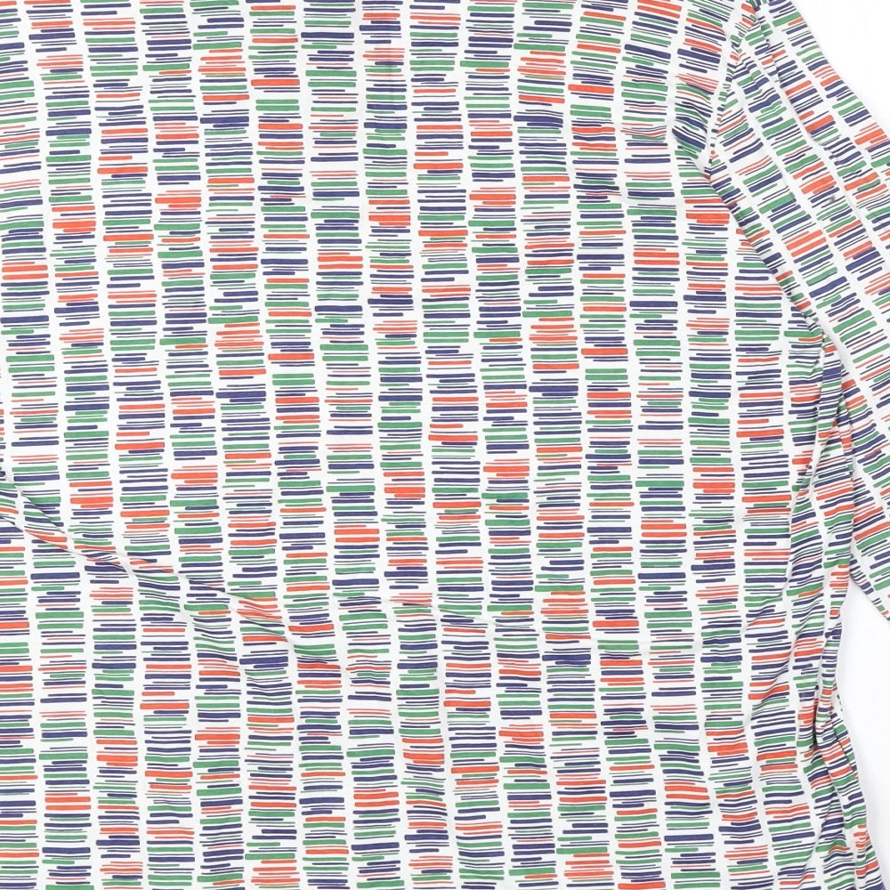 EWM Womens Multicoloured Geometric Polyester Basic Polo Size L Collared