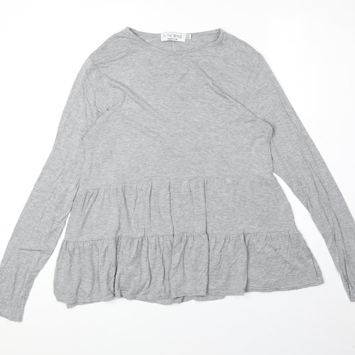 In the Style Womens Grey Viscose Basic T-Shirt Size 12 Round Neck