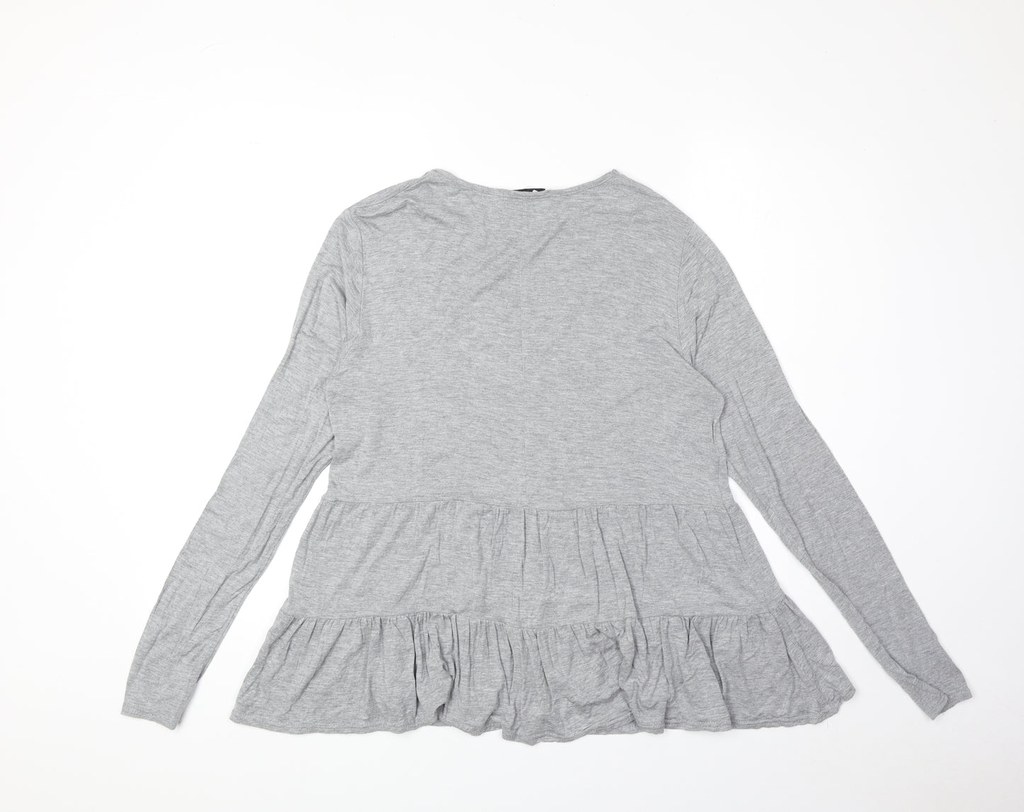 In the Style Womens Grey Viscose Basic T-Shirt Size 12 Round Neck