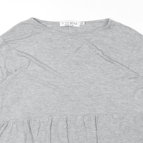 In the Style Womens Grey Viscose Basic T-Shirt Size 12 Round Neck