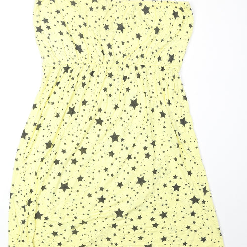 Only Womens Yellow Geometric Polyester Basic Tank Size L Off the Shoulder - Star Print