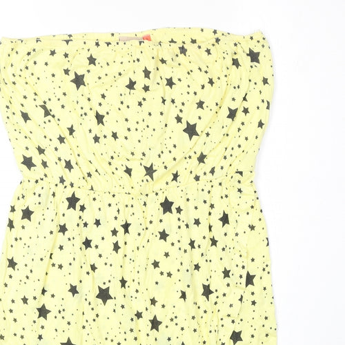 Only Womens Yellow Geometric Polyester Basic Tank Size L Off the Shoulder - Star Print