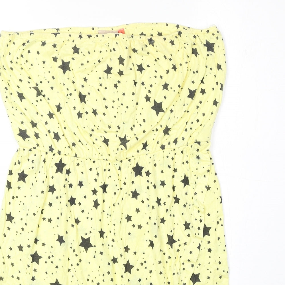 Only Womens Yellow Geometric Polyester Basic Tank Size L Off the Shoulder - Star Print