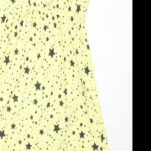 Only Womens Yellow Geometric Polyester Basic Tank Size L Off the Shoulder - Star Print
