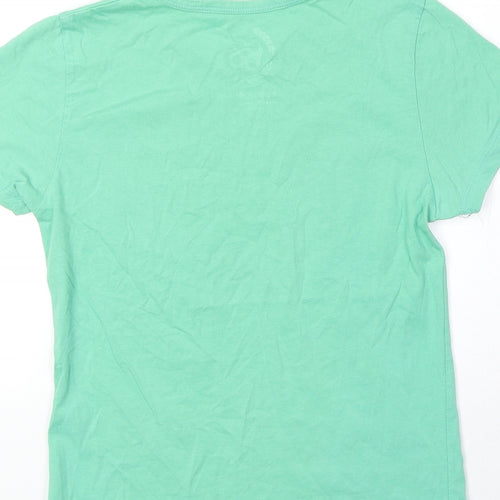 Preworn Womens Green 100% Cotton Basic T-Shirt Size S Scoop Neck - Ribcage. Bird