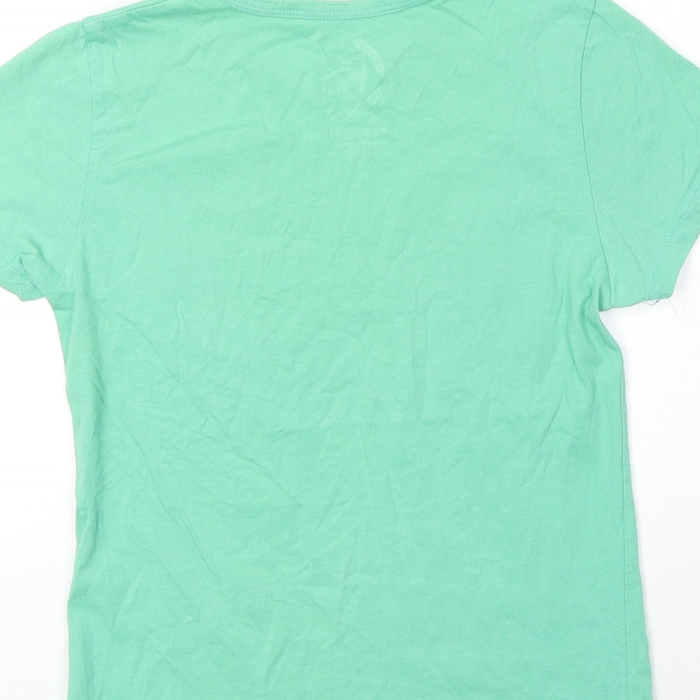 Preworn Womens Green 100% Cotton Basic T-Shirt Size S Scoop Neck - Ribcage. Bird