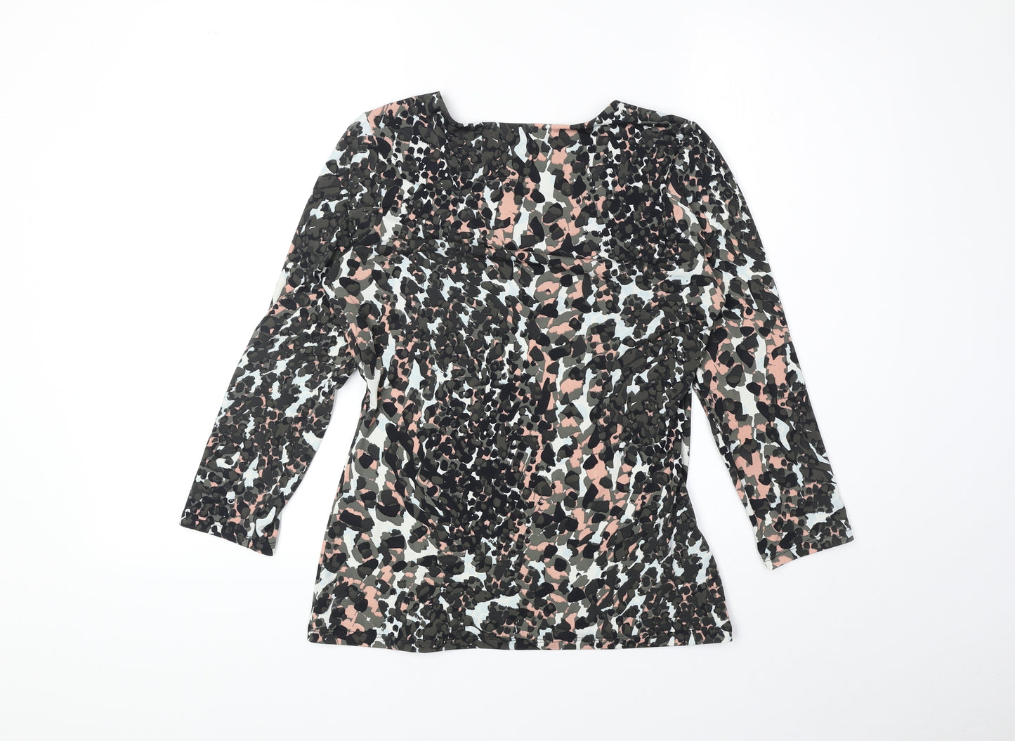Laura Ashley Womens Multicoloured Animal Print Polyester Basic Blouse Size 10 V-Neck - Leopard Print