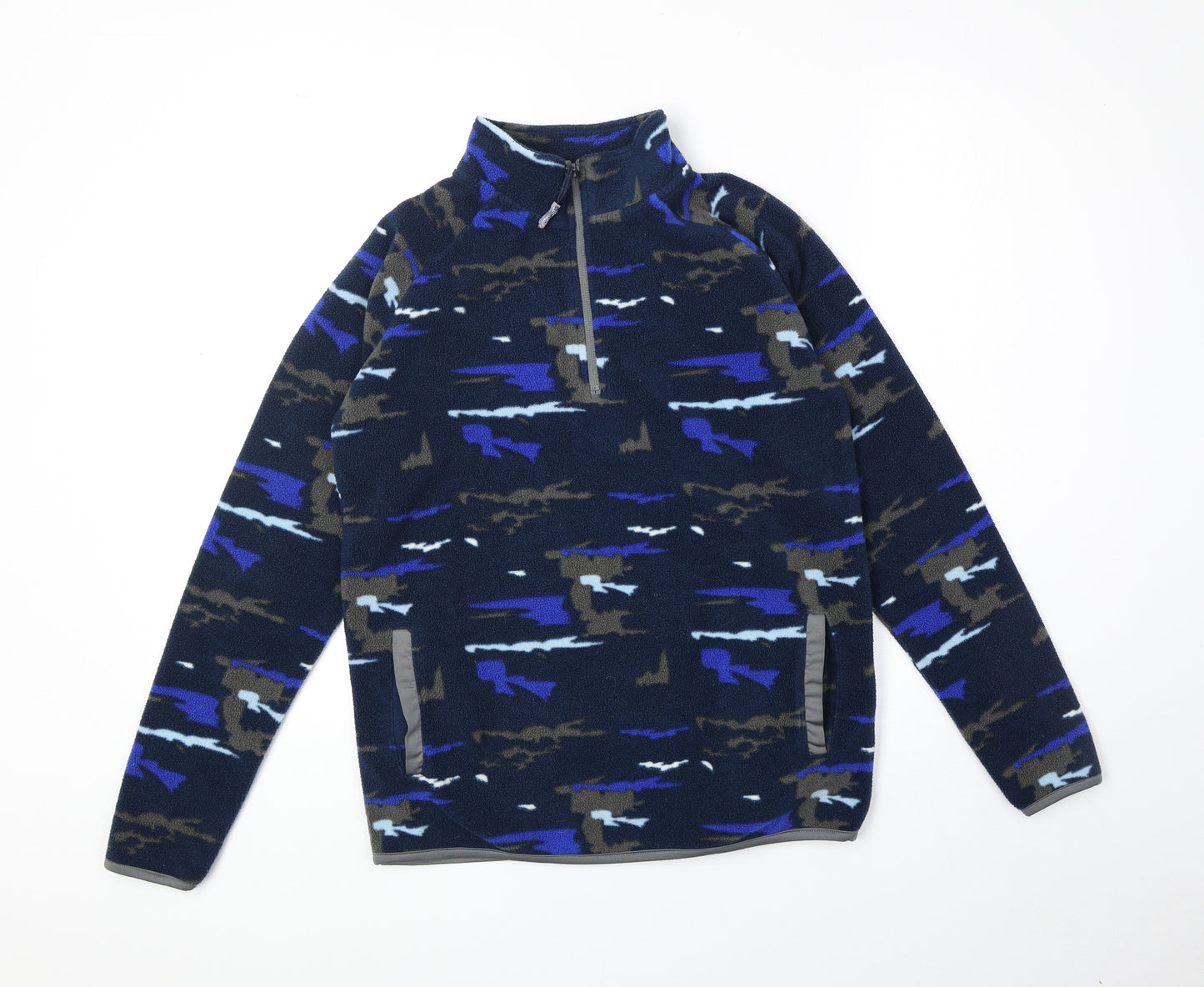 Primark Boys Blue Camouflage Polyester Pullover Sweatshirt Size 12-13 Years Zip