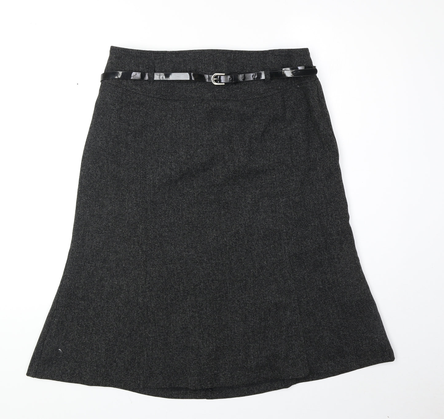 Atmosphere Womens Grey Polyester Swing Skirt Size 14 Zip - Belt Inlcuded