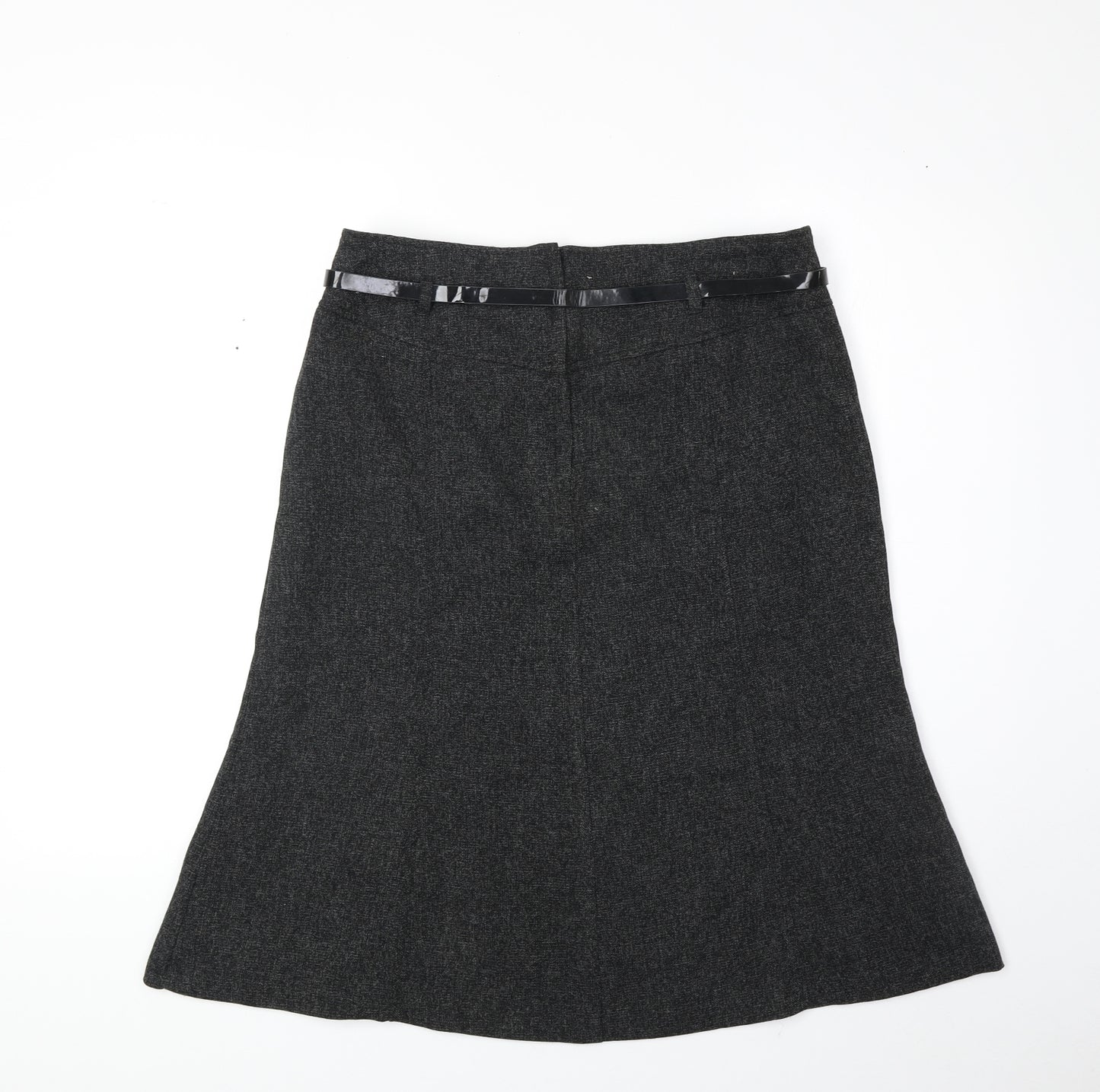 Atmosphere Womens Grey Polyester Swing Skirt Size 14 Zip - Belt Inlcuded