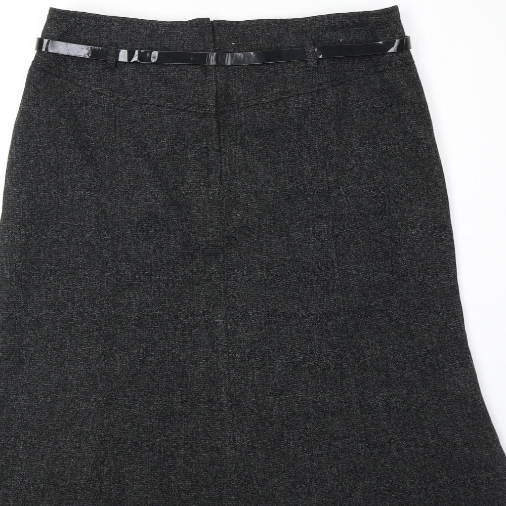 Atmosphere Womens Grey Polyester Swing Skirt Size 14 Zip - Belt Inlcuded