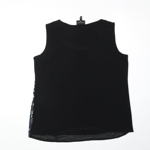 Antthony Womens Black Polyester Basic Tank Size L Scoop Neck