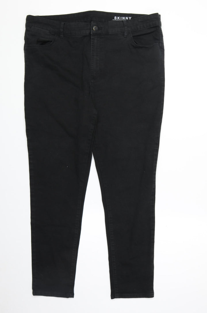 Preworn Womens Black Polyester Skinny Jeans Size 37 in Regular Zip