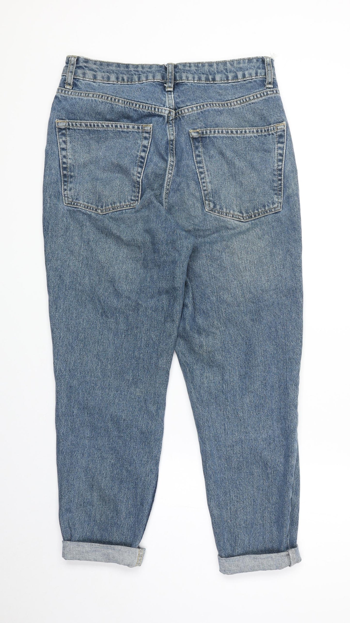 Topshop Womens Blue Cotton Mom Jeans Size 28 Regular Zip