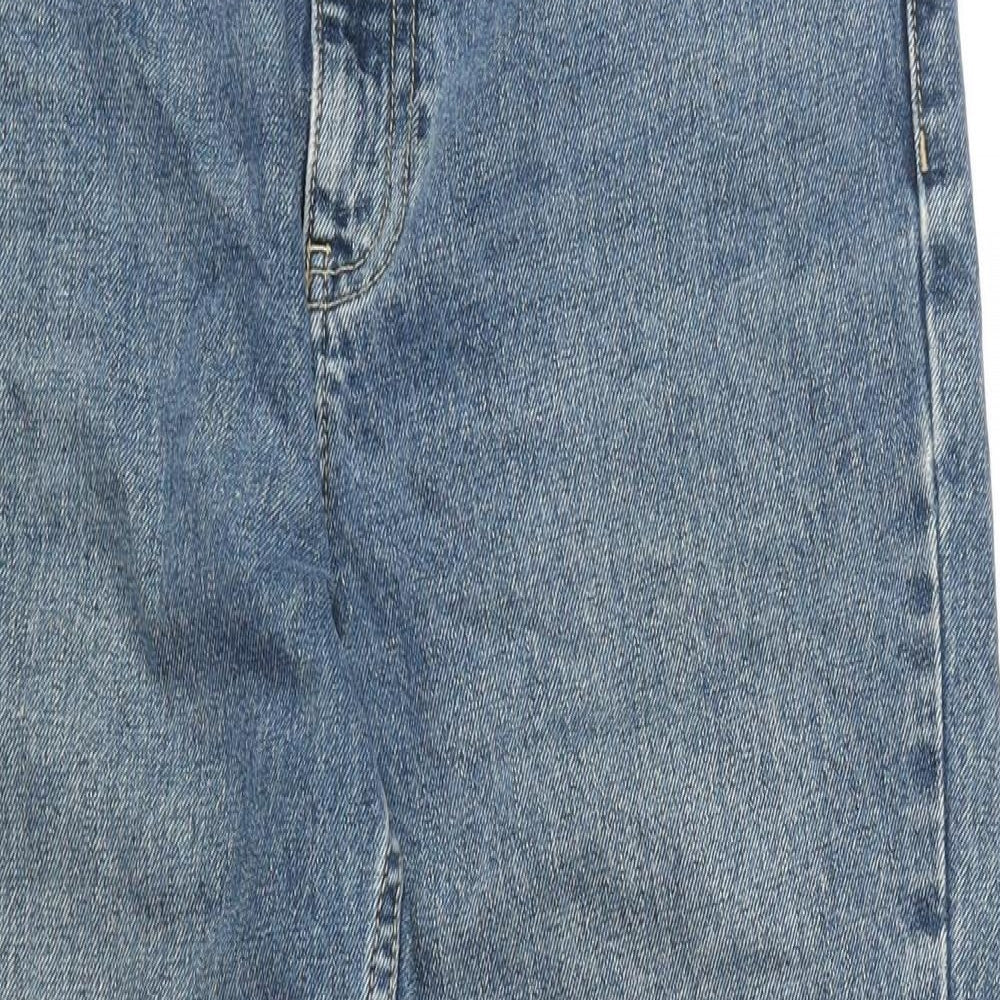 Topshop Womens Blue Cotton Mom Jeans Size 28 Regular Zip