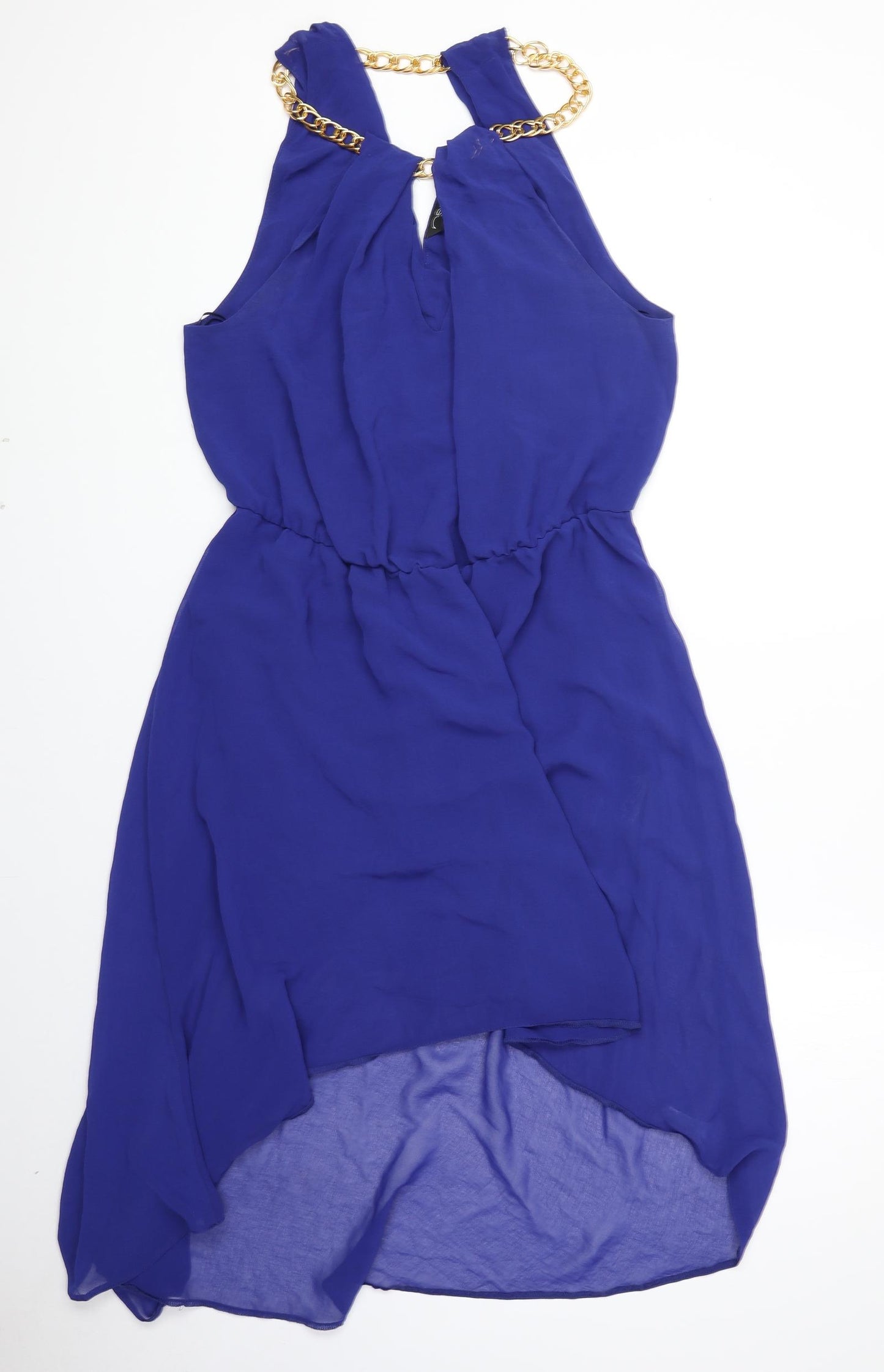 New Look Womens Blue Polyester Fit & Flare Size 14 Round Neck Pullover - Chain Detail