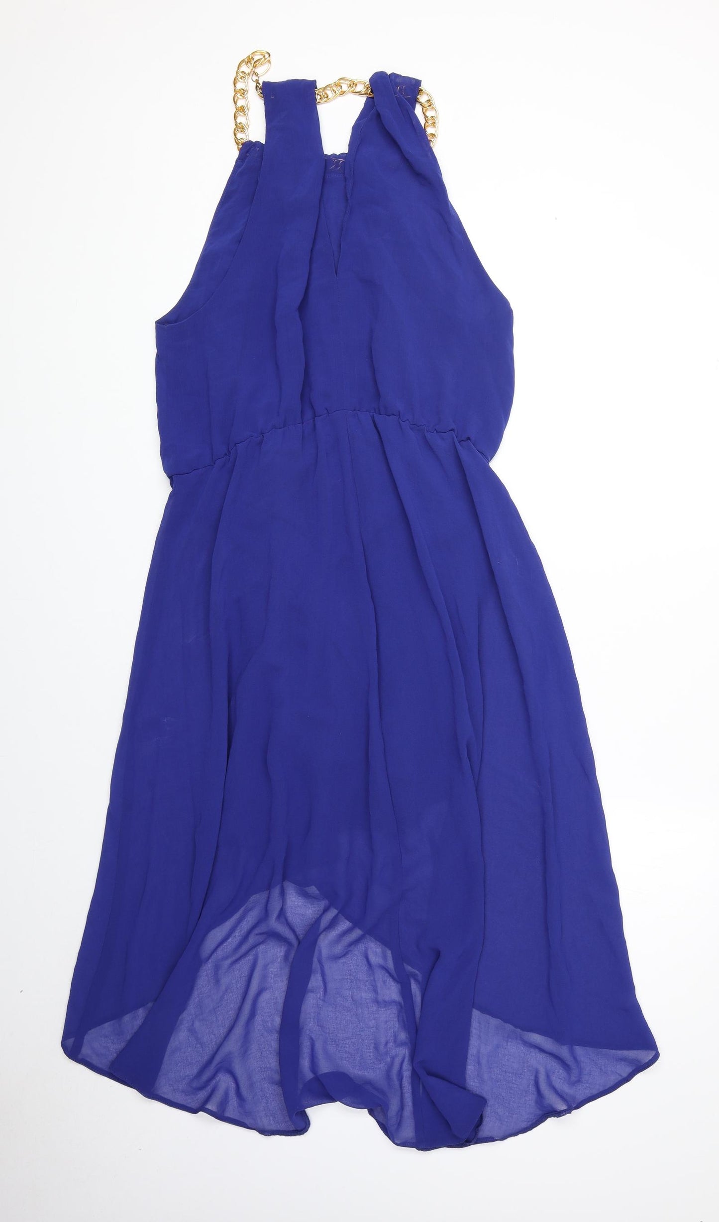 New Look Womens Blue Polyester Fit & Flare Size 14 Round Neck Pullover - Chain Detail