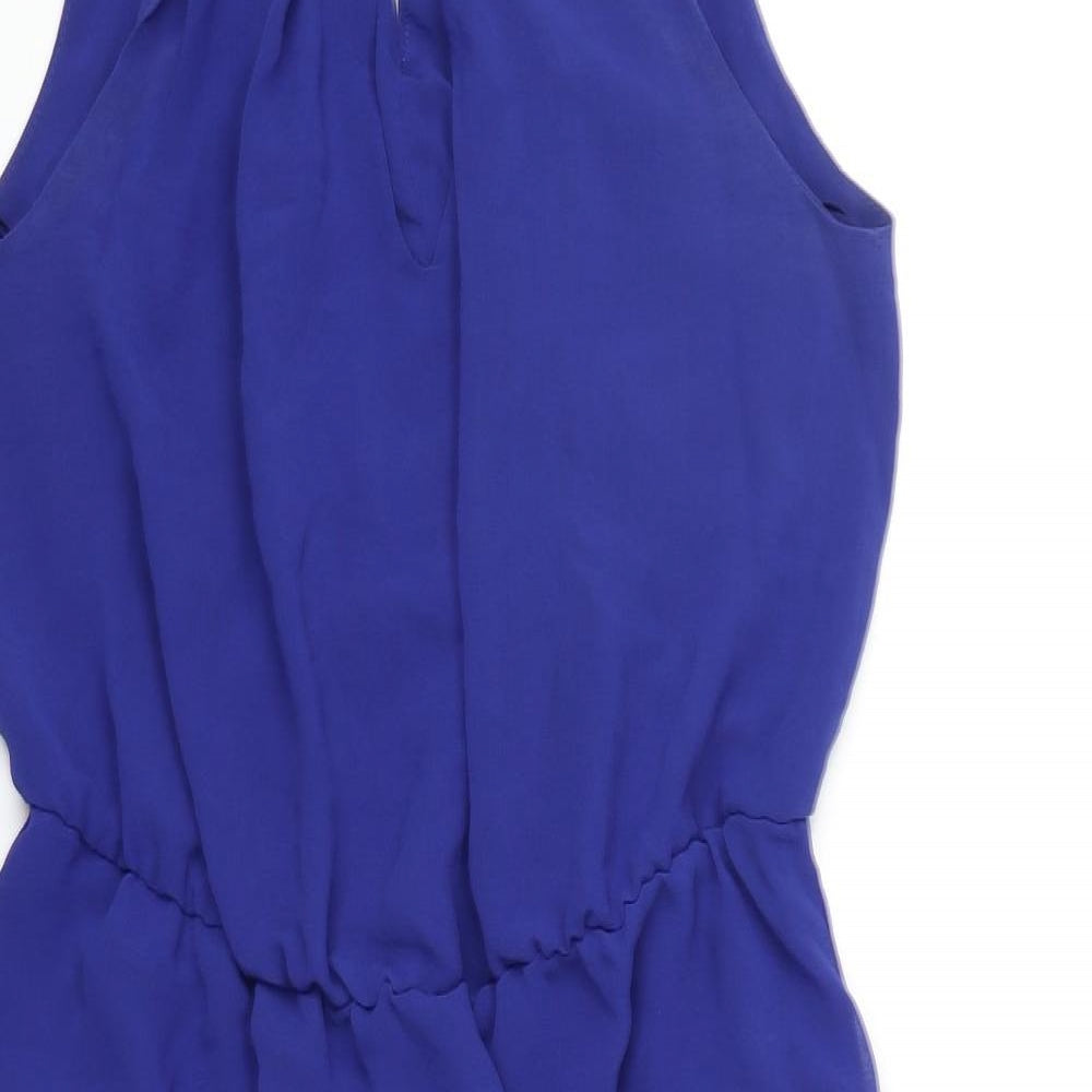 New Look Womens Blue Polyester Fit & Flare Size 14 Round Neck Pullover - Chain Detail