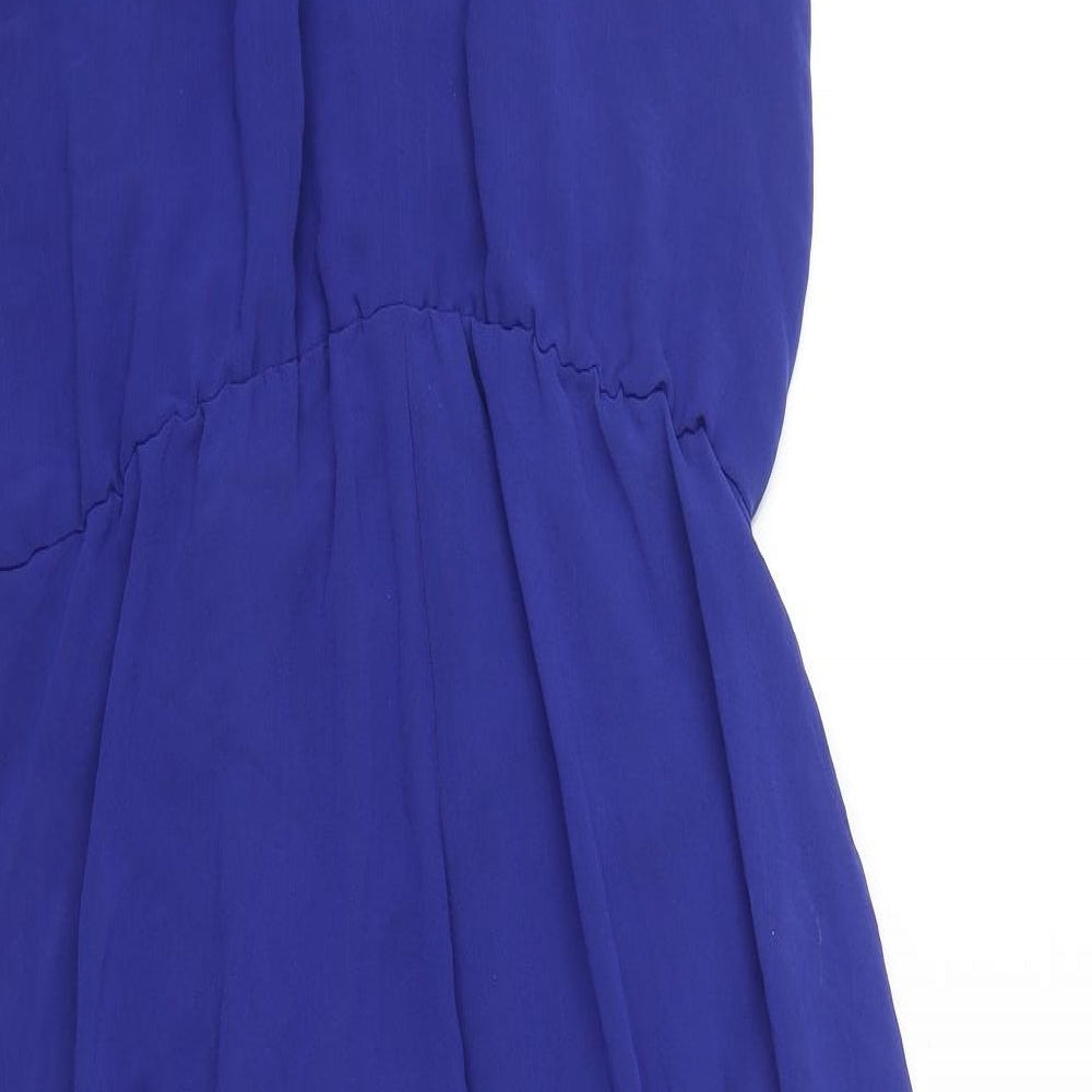 New Look Womens Blue Polyester Fit & Flare Size 14 Round Neck Pullover - Chain Detail